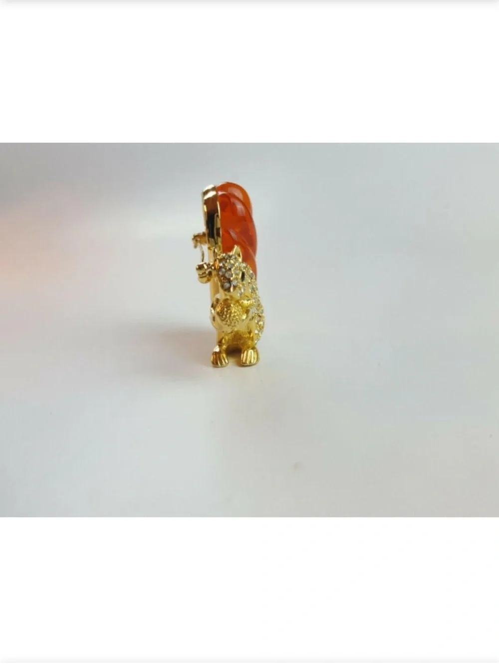 Swarovski Rhinestone & Amber Lucite Squirrel Nolan Miller Brooch Pin - Picture 7 of 10